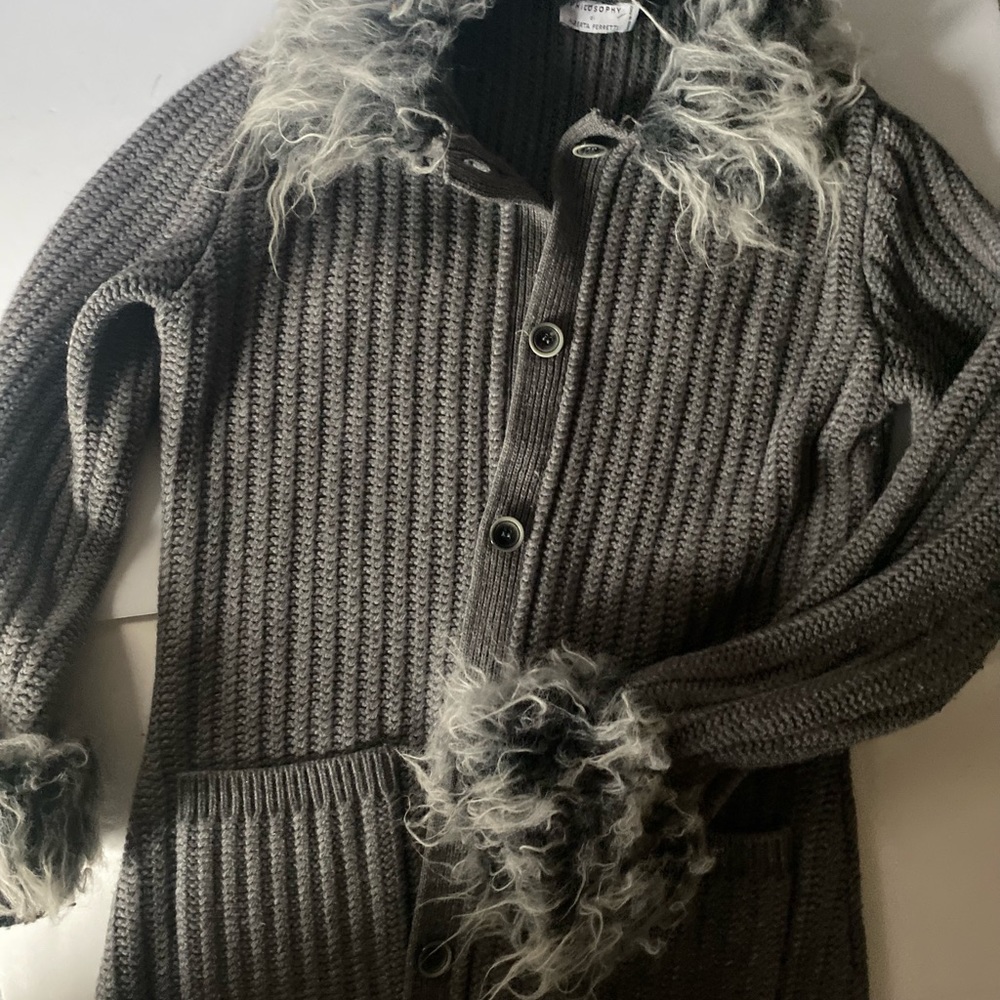 Vintage Philosophy di Alberta Ferretti Fux Fur Knit Penny Lane Coat Gray M